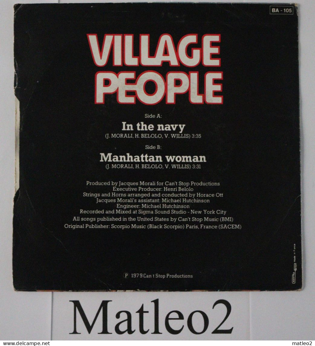 Vinyle 45 Tours : Village People - In The Navy / Manhattan Woman - Soul - R&B