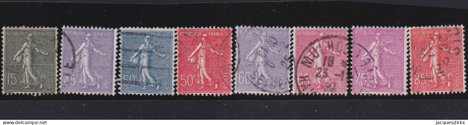 France  .  Y&T   .    8 Timbres    .     O         .  Oblitéré - 1903-60 Semeuse Lignée