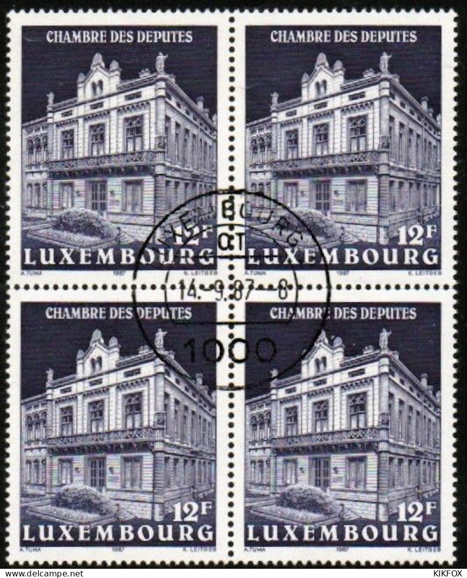 Luxembourg, Luxemburg,  1987, MI 1184, VIERERBLOCK, CHAMBRE DES DEPUTES ,  GESTEMPELT,OBLITERE - Used Stamps