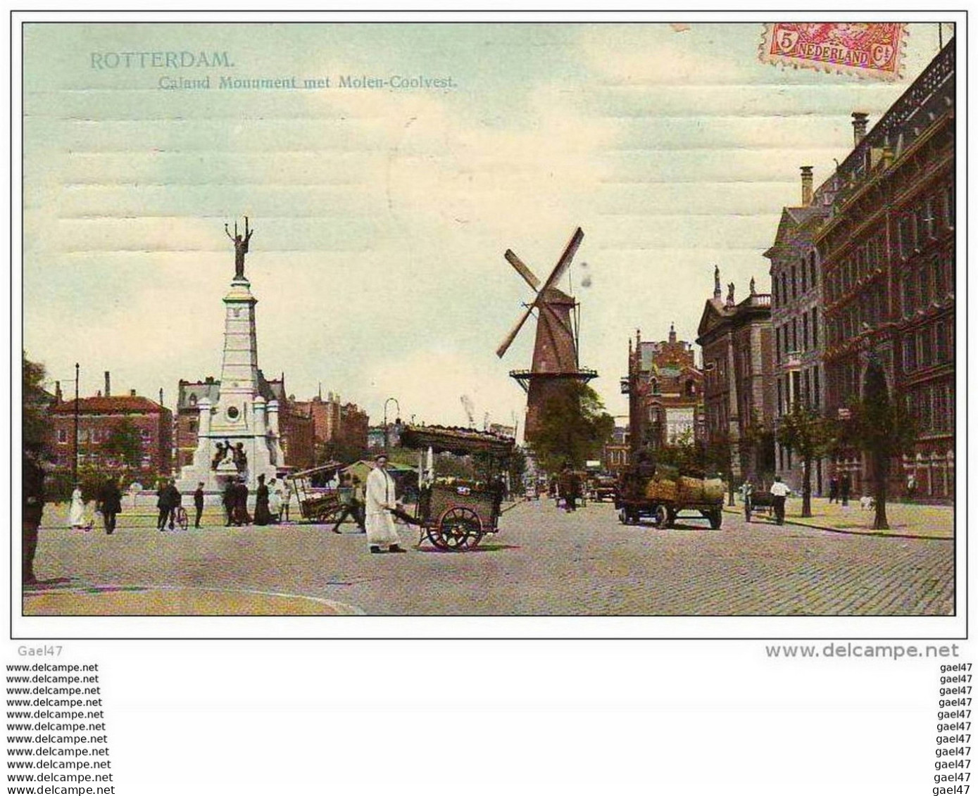 Cpa Ref    E.0721 ( Pays Bas  )  ROTTERDAM       " Caland Monument Met Molen-Coolvest " - Rotterdam