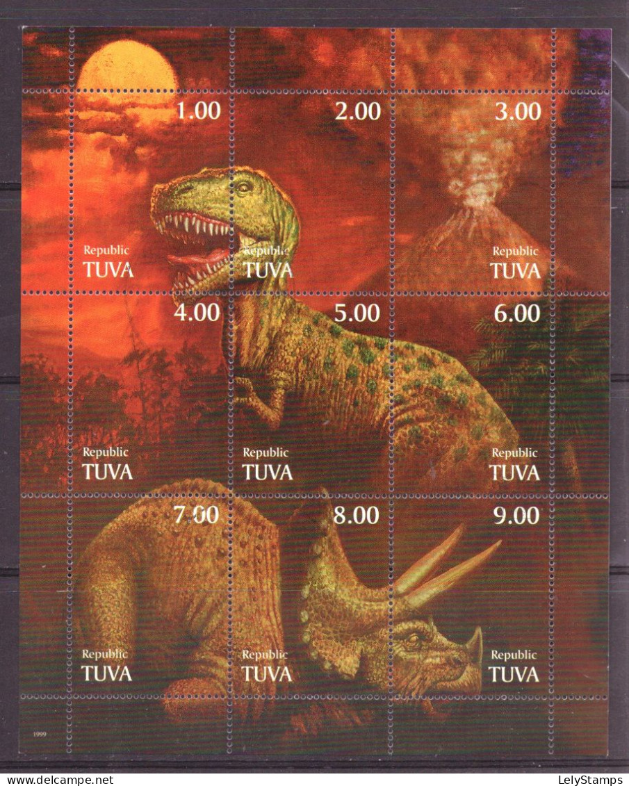 Tuva Full Series In Block MNH ** Dino Dinosaur Nature Animals (1999) - Other & Unclassified