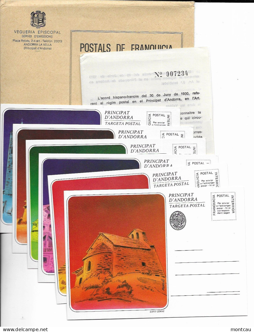 Andorra - Franquicia Postal - Carpeta Con Las 6 Postales - Viguerie Episcopale