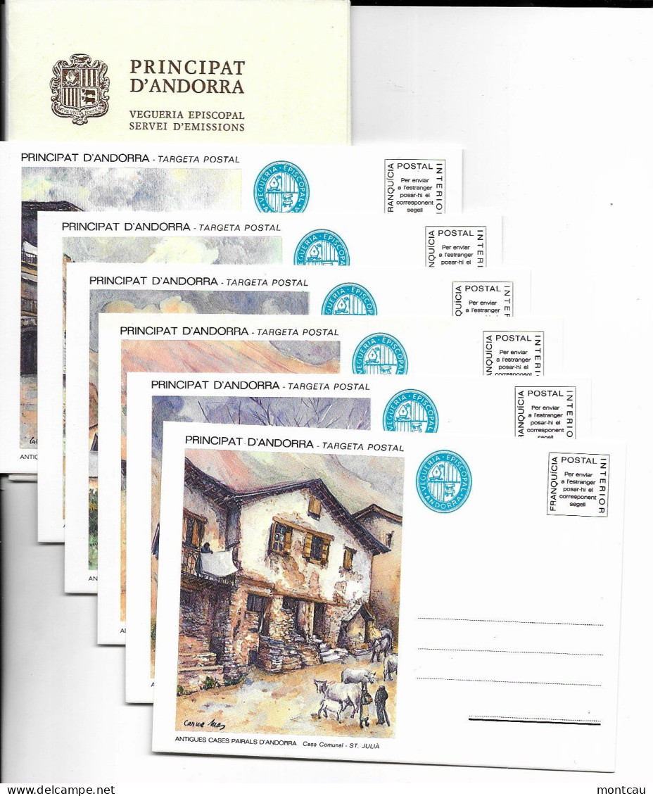 Andorra - Franquicia Postal - Carpeta Con Las 6 Postales - Episcopale Vignetten
