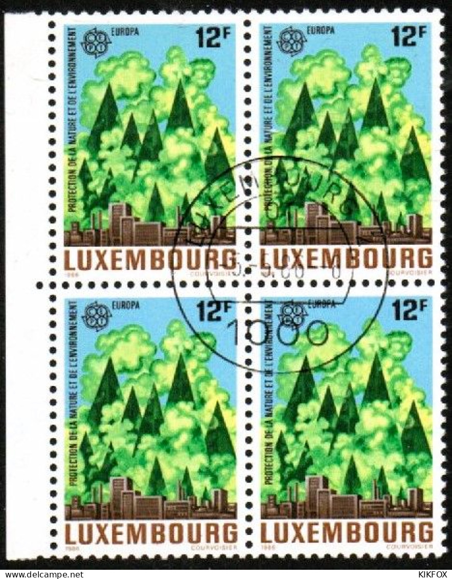 Luxembourg, Luxemburg,  1986, MI 1151,YT 1101, VIERERBLOCK, EUROPA, PROTECTION DE LA NATURE, GESTEMPELT,OBLITERE - Gebraucht