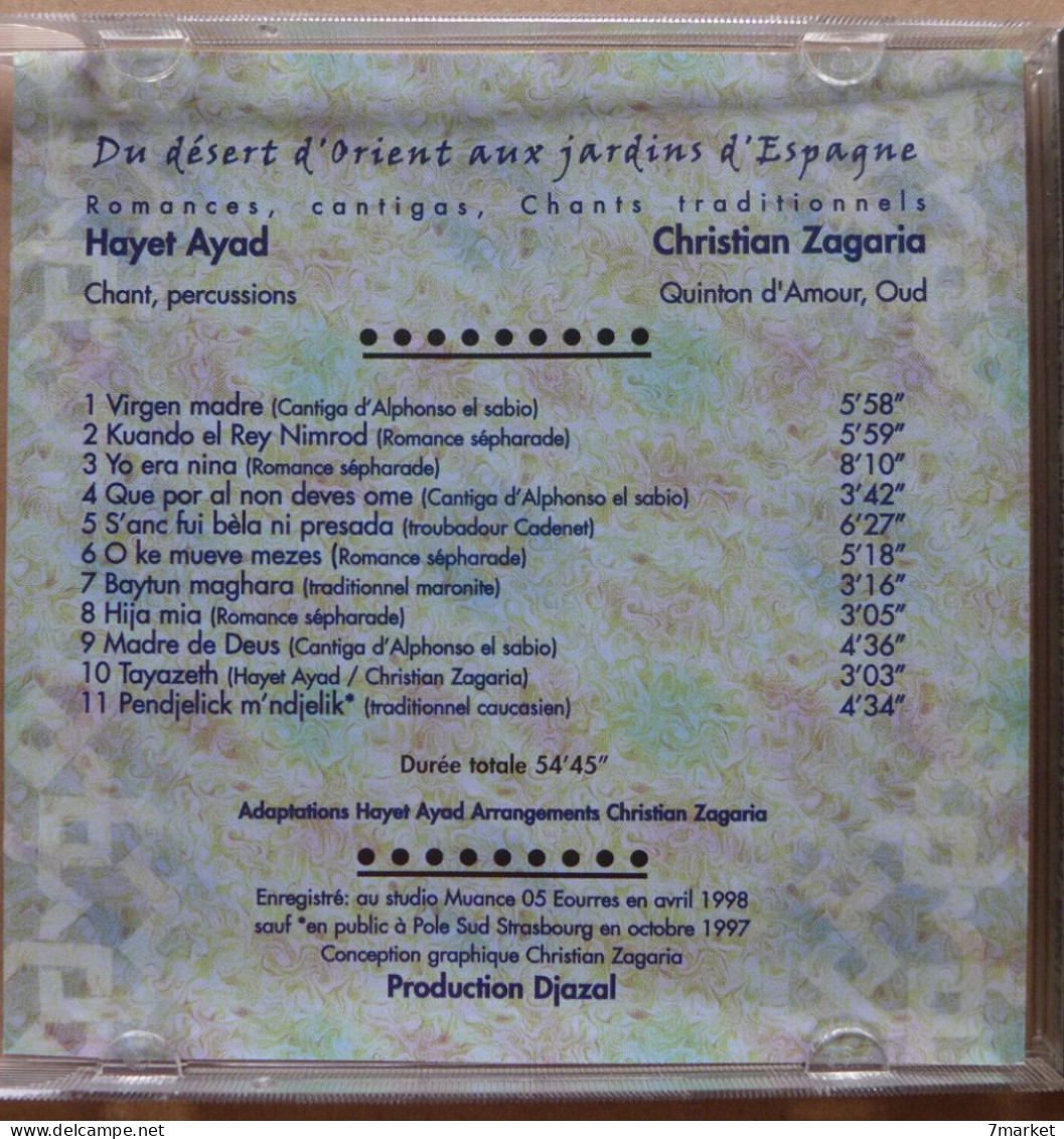 CD/ Hayet Ayad, Christian Zagaria - Du Désert D'Orient Aux Jardins D'Espagne - Música Del Mundo