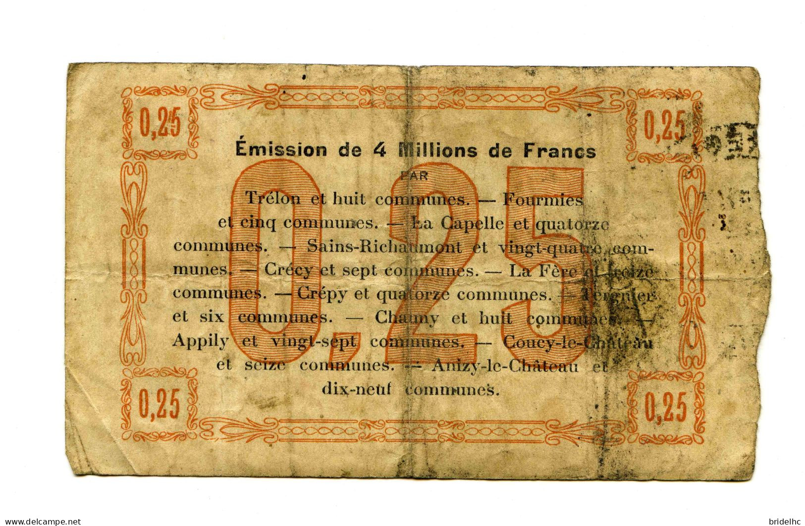 25 Centimes Bon Régional Aisne Oise 5ème Série - Bons & Nécessité