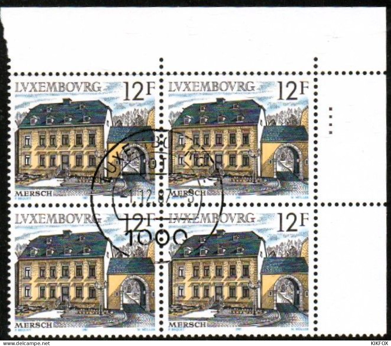 Luxembourg, Luxemburg,  1987, MI 1181,YT 1131, VIERERBLOCK, ARCHITEKTURE RURALE,  GESTEMPELT,OBLITERE - Usados