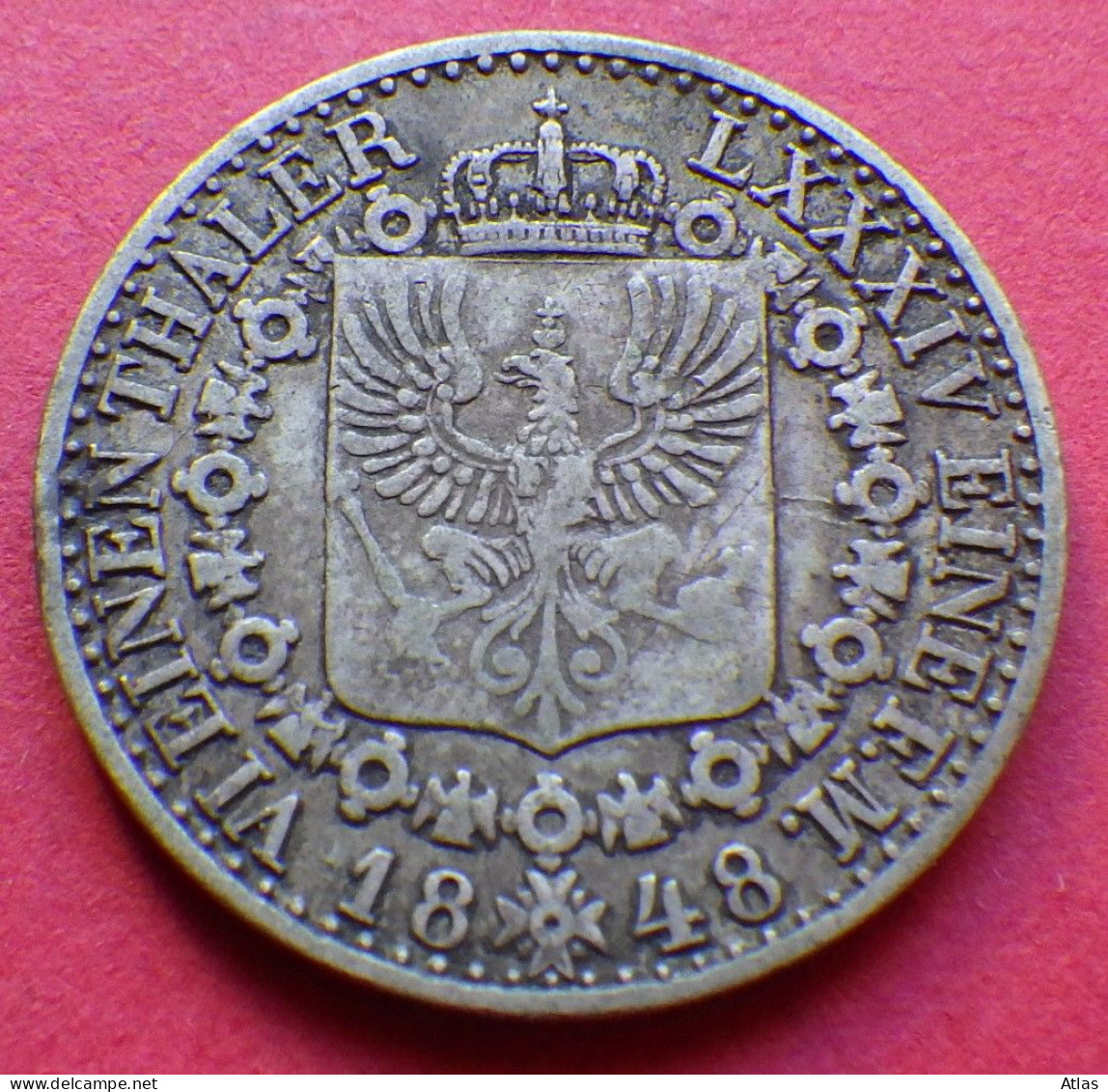 Prusse 1/6 De Thaler 1848 Pièce De Monnaie En Argent - Colecciones
