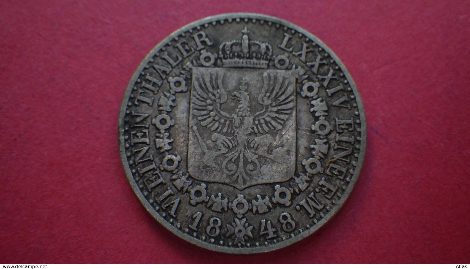 Prusse 1/6 de Thaler 1848 pièce de monnaie en argent