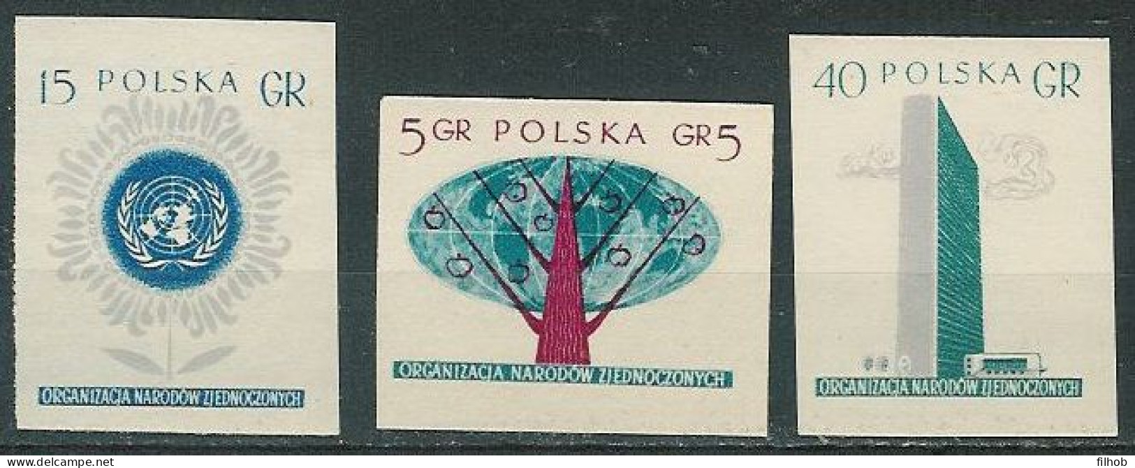 Poland Stamps MNH ZC 854-56 A: United Nations (cut) - Neufs