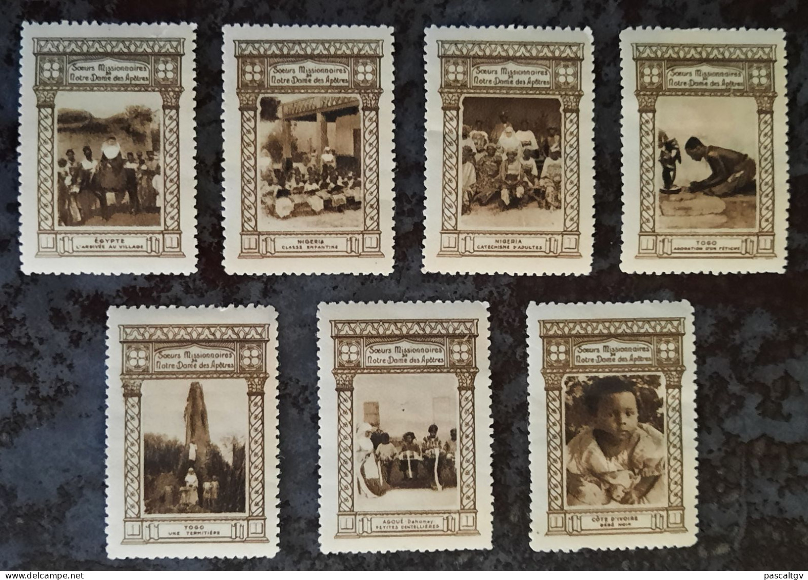 France - * Lot De 7 Vignettes Religieuse - "Sœurs Missionnaires De Notre Dame Des Apôtres" * - Proofs, Unissued, Experimental Vignettes