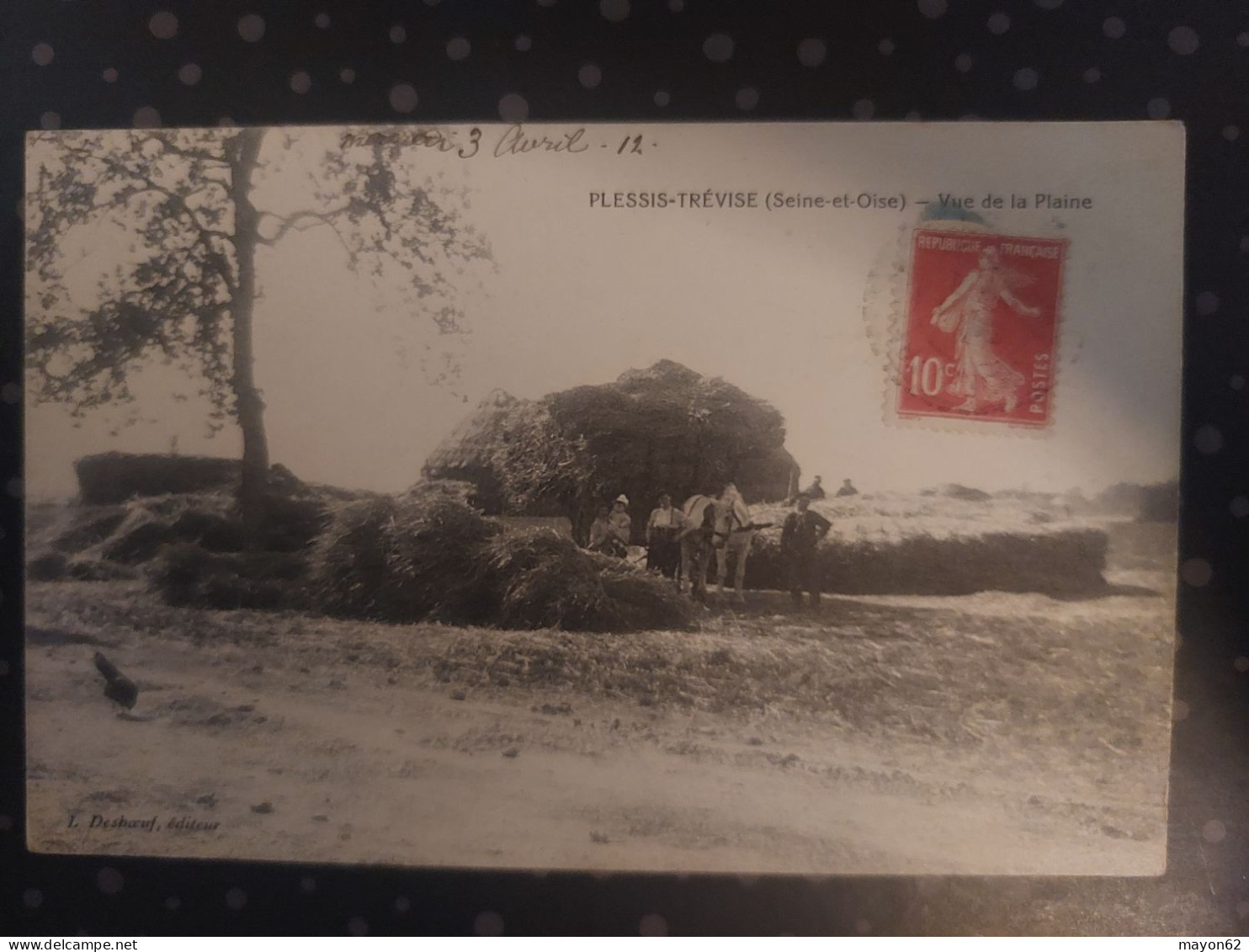 PLESSIS TREVISE 94 - VUE DE LA PLAINE - TRES BELLE ANIMATION AGRICULTEURS ATTELAGE - Le Plessis Trevise