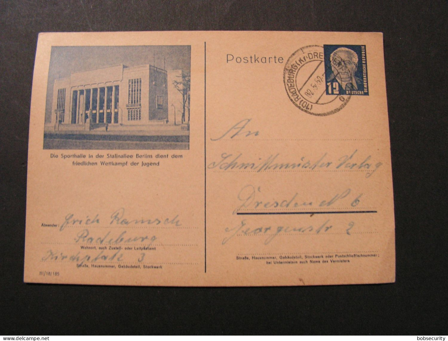 Bildkarte  ,  Sporthalle Berlin , 1959 - Postales - Usados