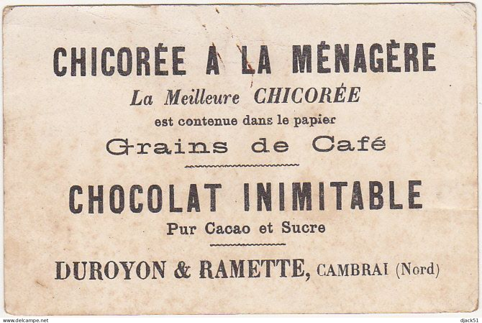 Chromo / CHOCOLAT DUROYON & RAMETTE CAMBRAI / CHICOREE A LA MENAGERE / CLIPPER 1853 (Voilier) - Duroyon & Ramette