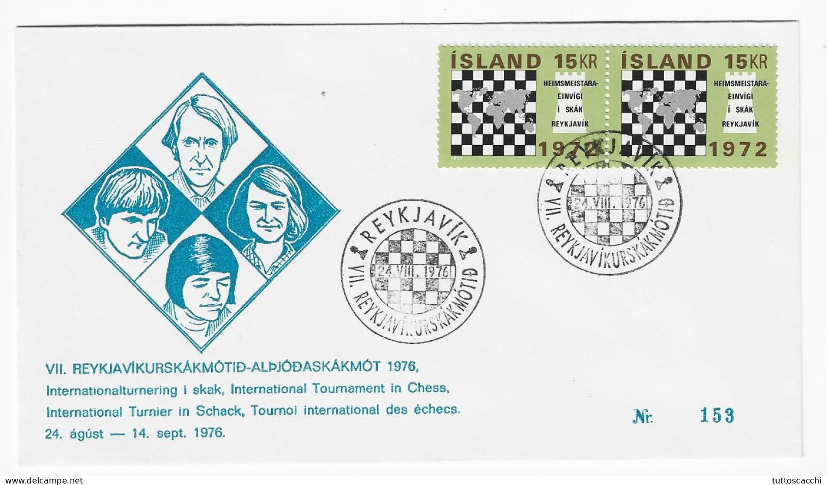 Iceland 1976 - Chess Cancel On Commemorative Envelope - Chess