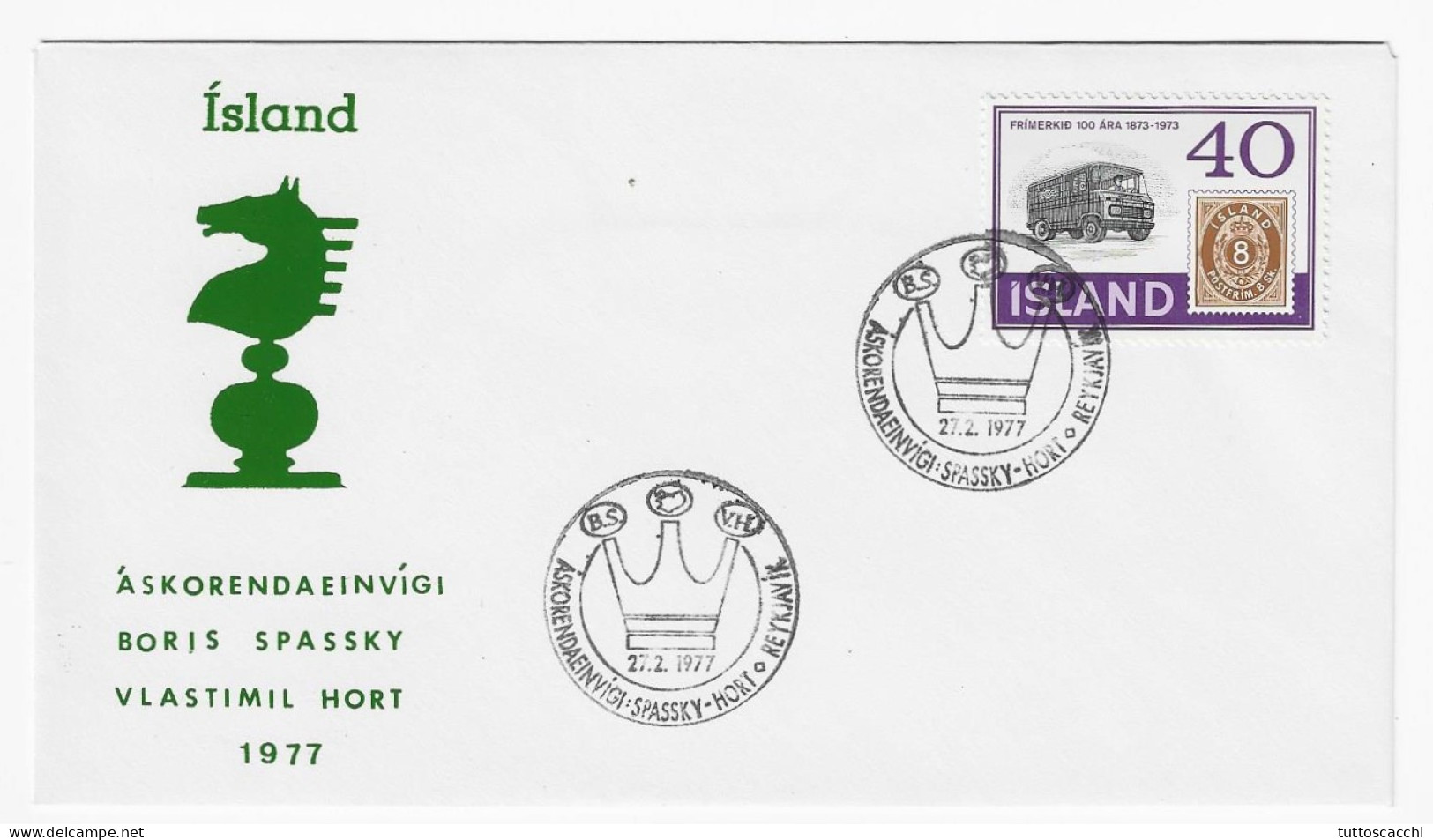 Iceland 1977 - Chess Cancel On Commemorative Envelope - Echecs