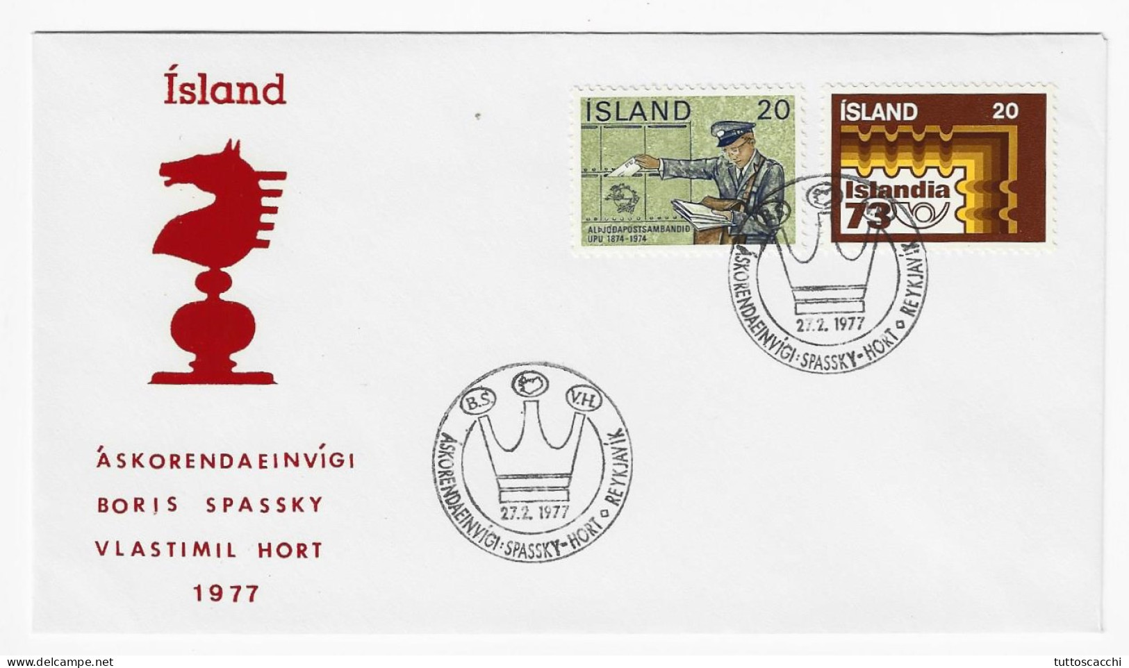 Iceland 1977 - Chess Cancel On Commemorative Envelope - Chess
