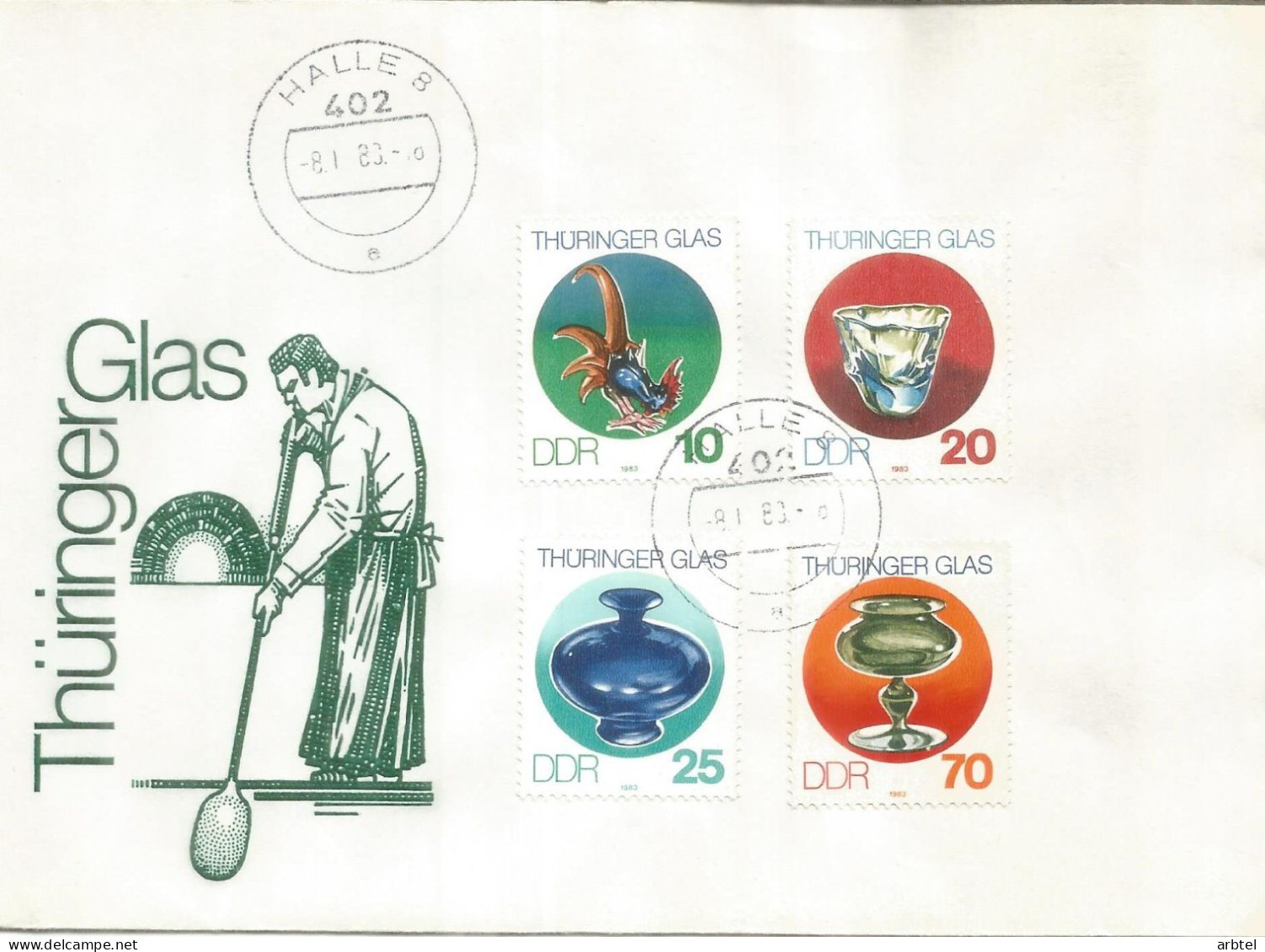 ALEMANIA DDR HALLE FDC VIDRIO TURINGA GLASS - Vetri & Vetrate