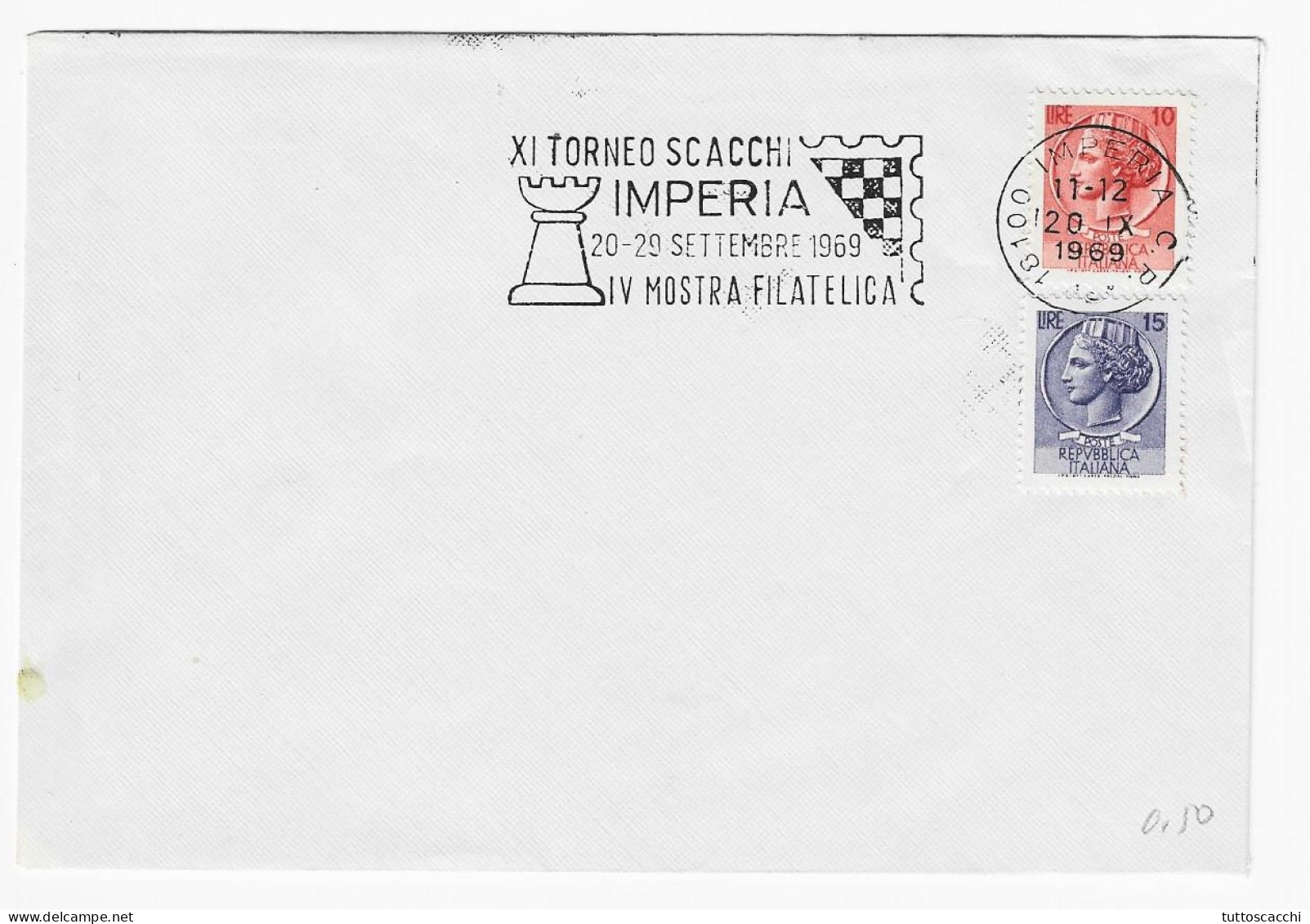 CHESS Italy 1969, Imperia - Meter Chess Cancel On Envelope - Scacchi