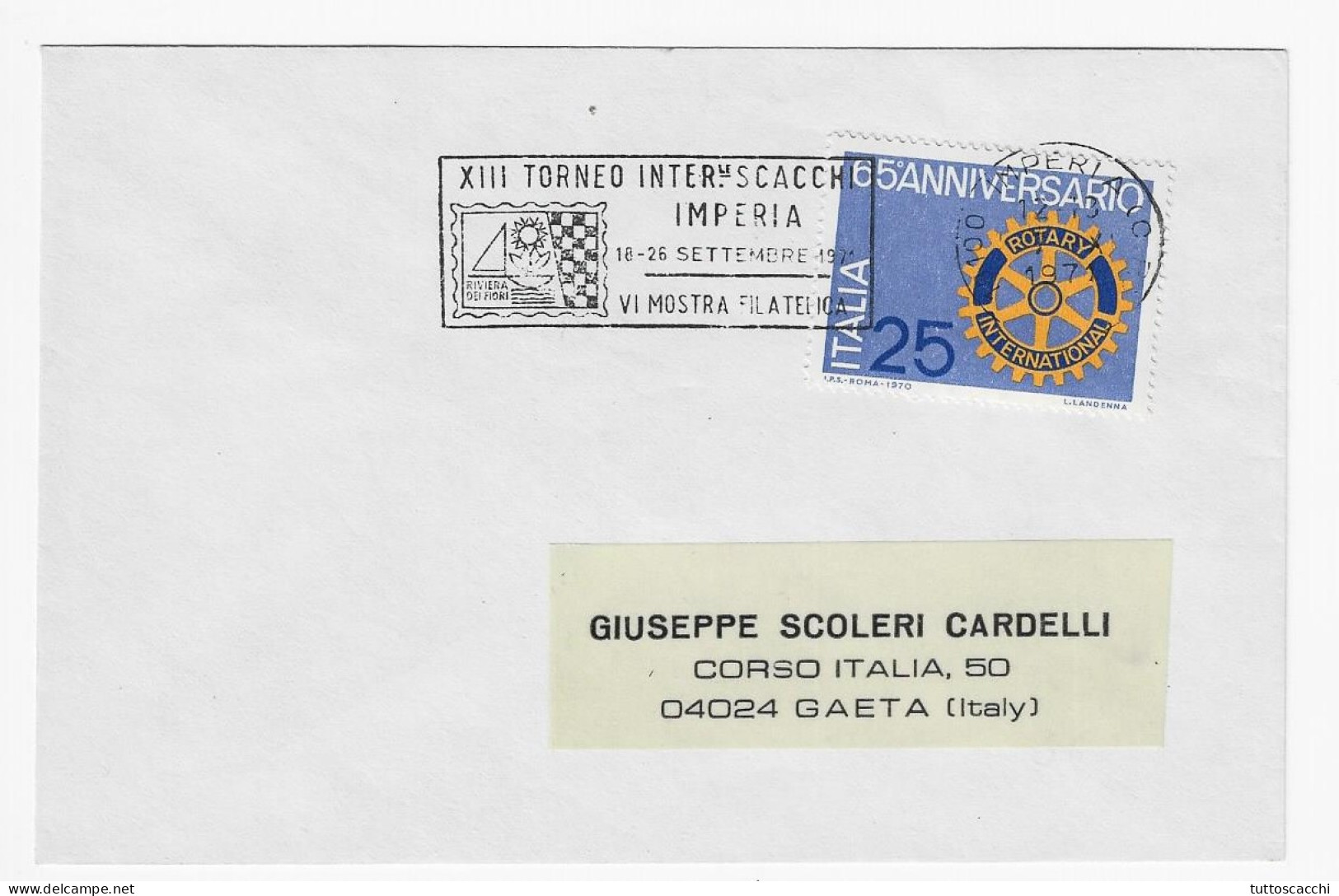 CHESS Italy 1971, Imperia - Meter Chess Cancel On Envelope - Schaken