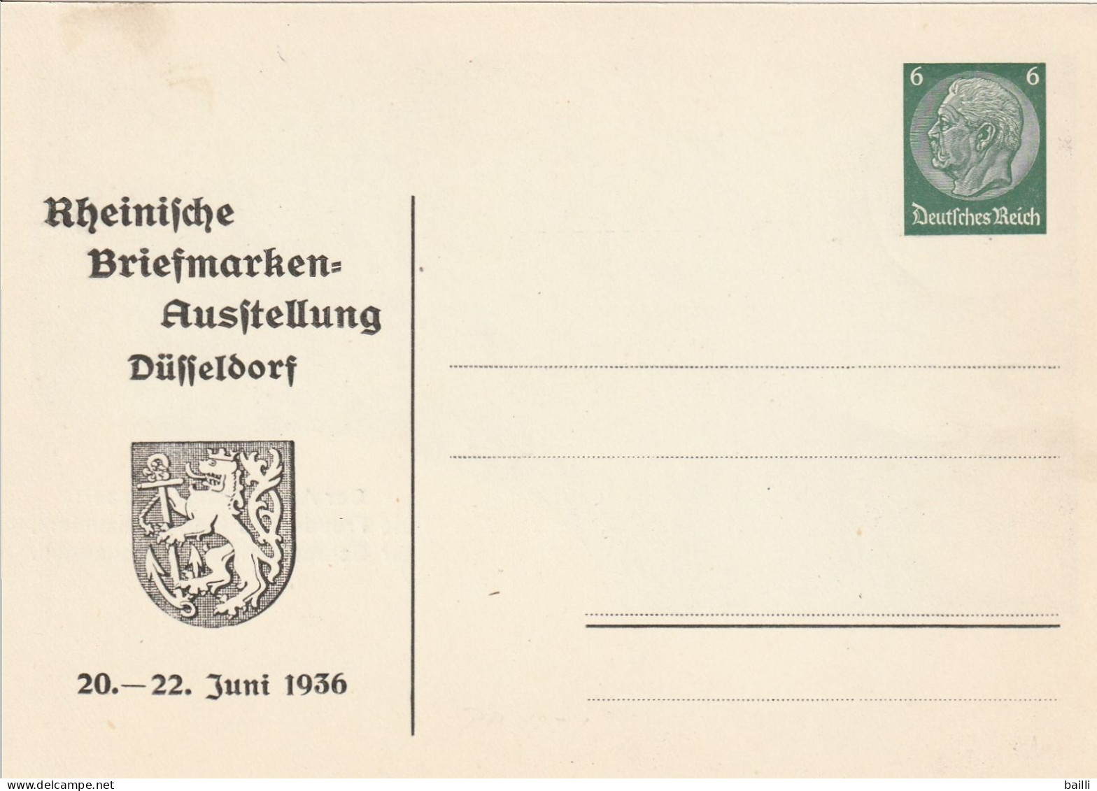 Allemagne Entier Postal Illustré Düsseldorf 1936 - Interi Postali Privati