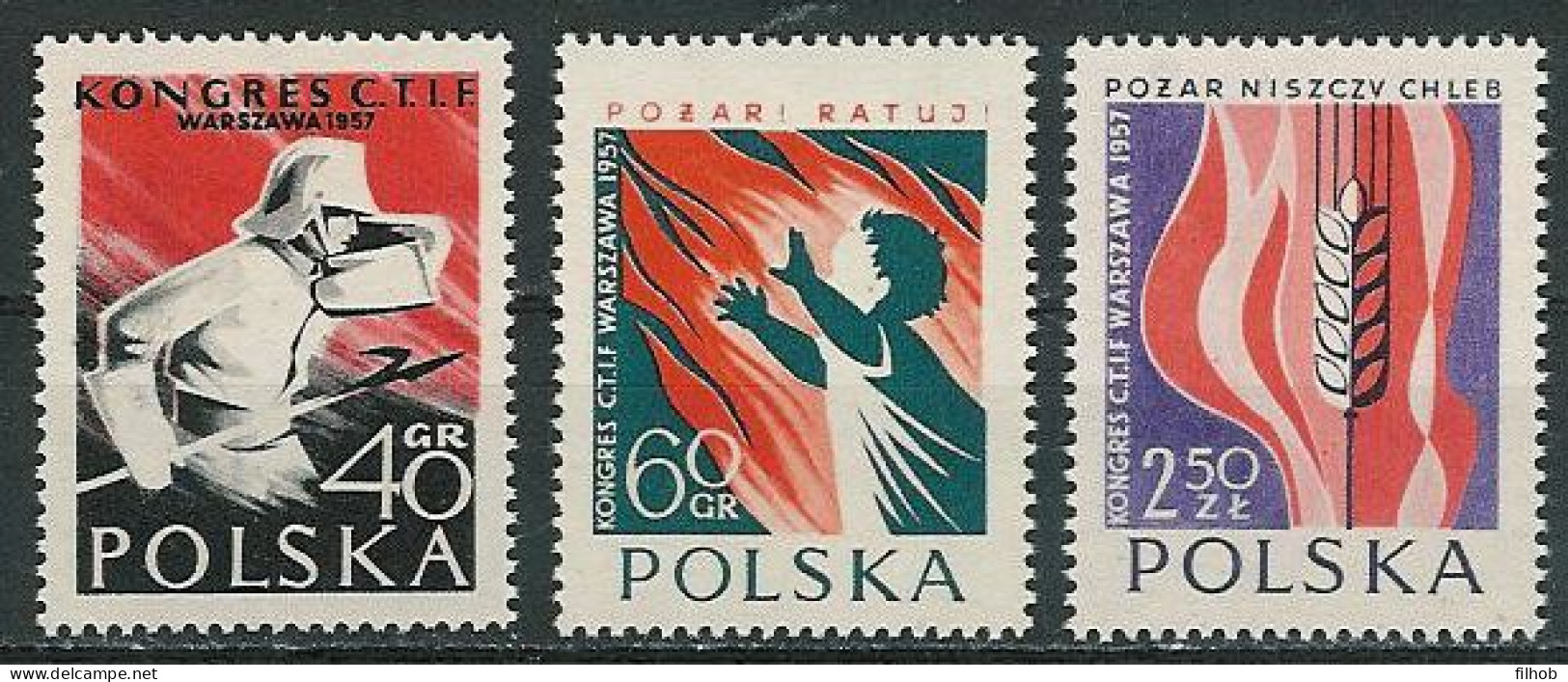 Poland Stamps MNH ZC 881-83: Congress CTIF Fire Helmet - Neufs