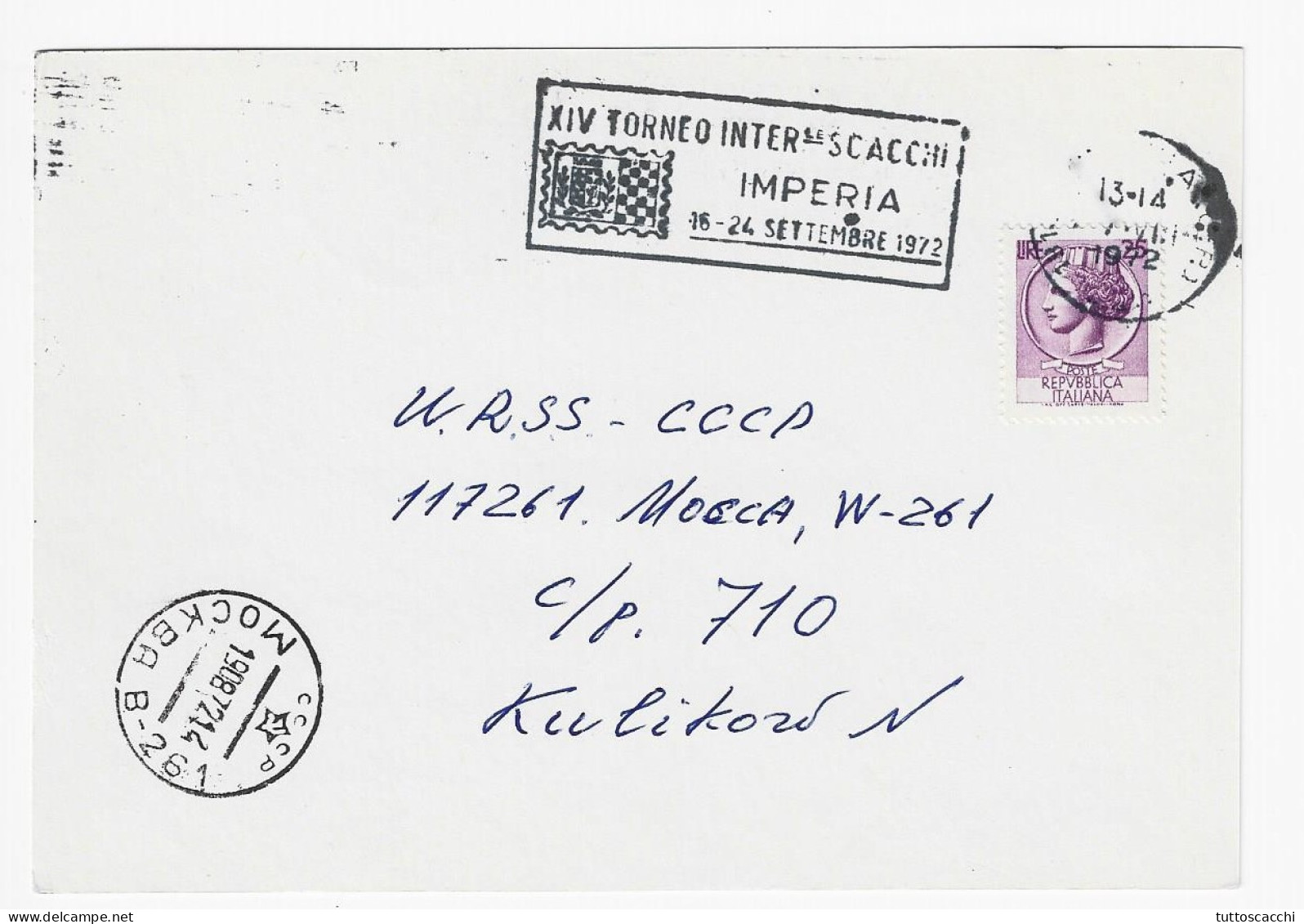 CHESS Italy 1972, Imperia - Chess Meter On Card - Echecs