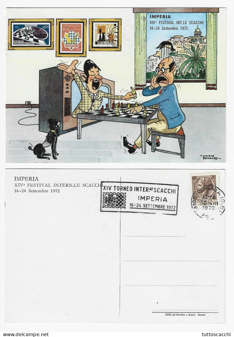 CHESS Italy 1972, Imperia - Chess Meter On Commemorative Postcard - Echecs