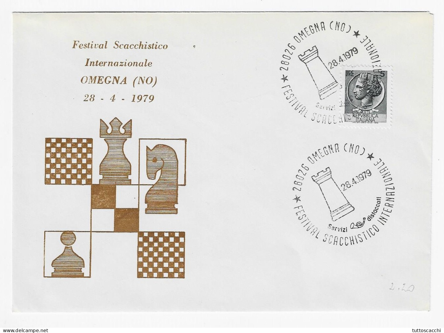 CHESS Italy 1979, Omegna - Chess Cancel On Commemorative Envelope - Chess