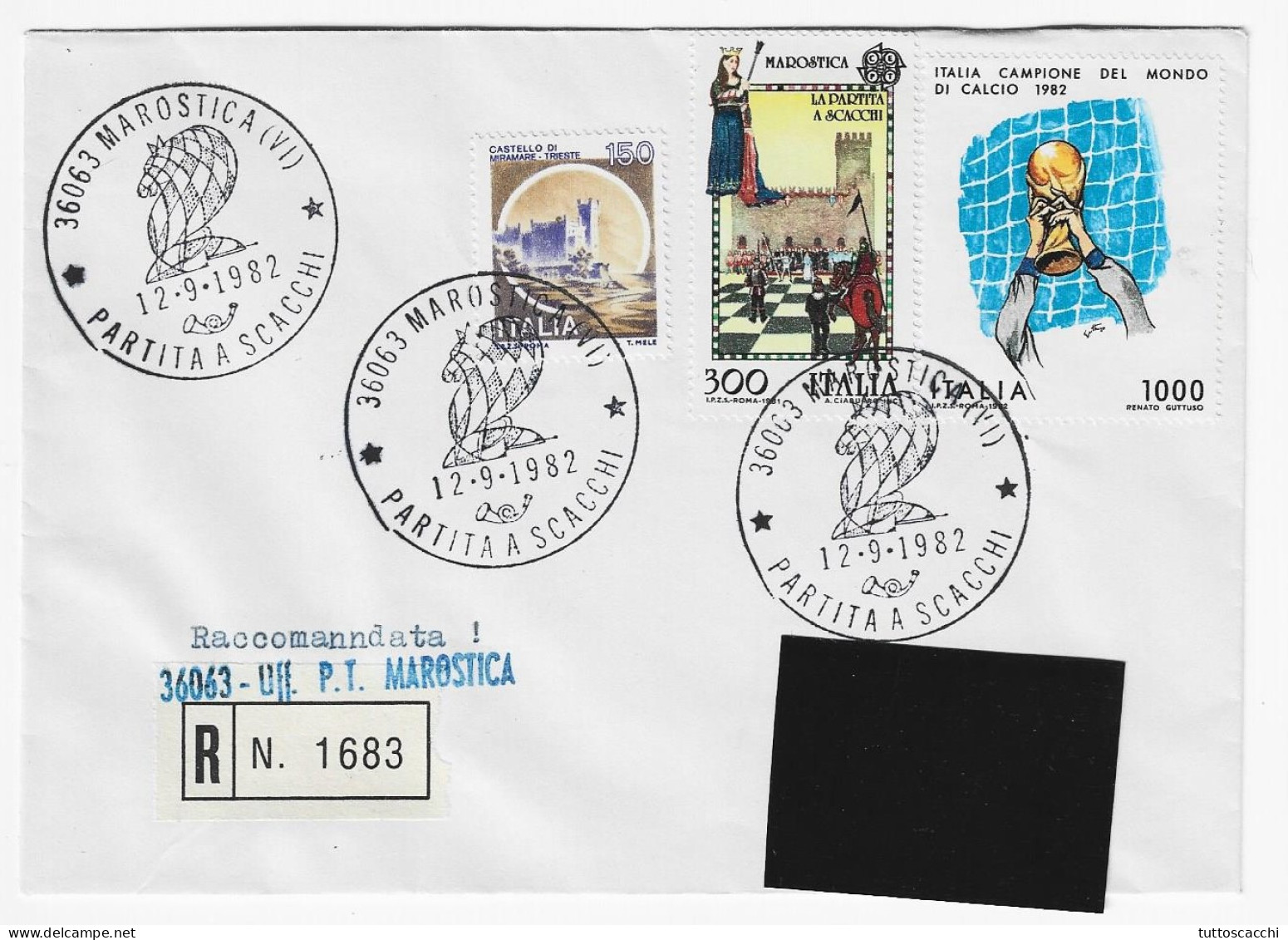 CHESS Italy 1982, Marostica - Chess Cancel On Envelope, Traveled - Echecs