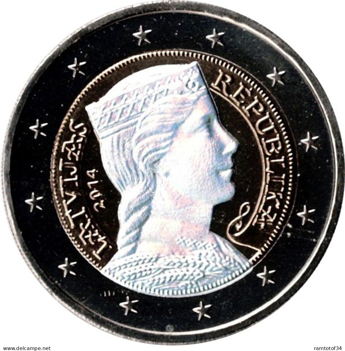 2014 LETTONIE - 2 Euros (couleurs) Portrait De Milda - Lettland