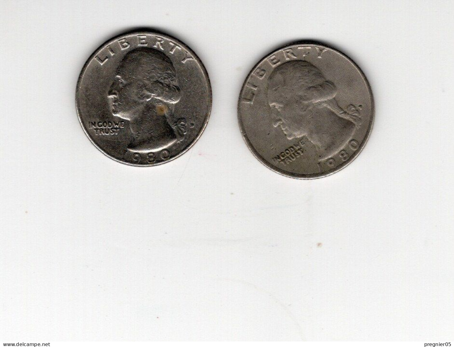 USA - Lot 2 Pièces 1/4 Dollar Washington Quarter  1980D + P  TTB/VF  KM.164a - 1932-1998: Washington