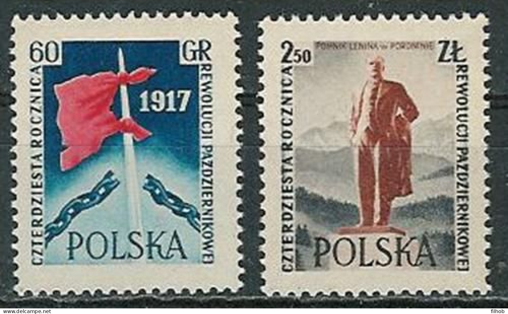 Poland Stamps MNH ZC 886-87: October Revolution 40 Y. - Neufs