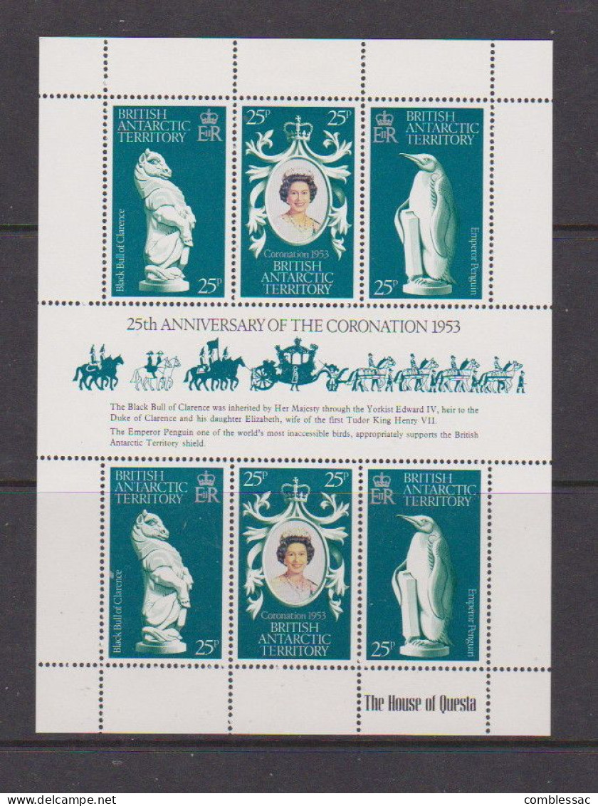 BRITISH  ANTARCTIC  TERRITORY    1978    25th  Anniv  Of  Coronation    Sheetlet    MH - Unused Stamps