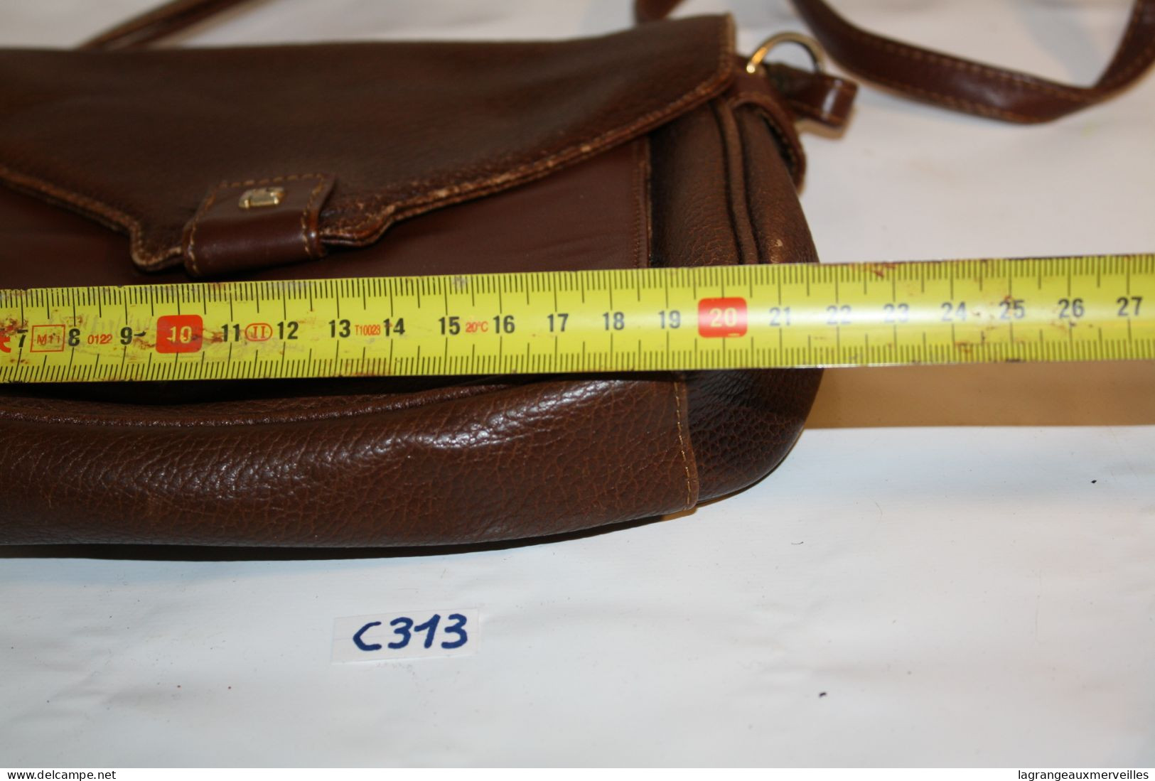 C313 Ancien sac en cuir pour dame - vintage - brun