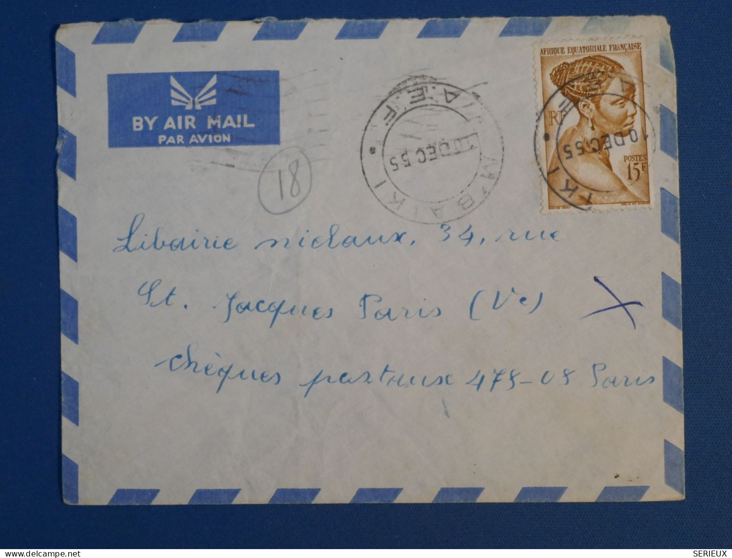 BP0 AEF   BELLE LETTRE  1955  PETIT BUREAU BANGUI   A   PARIS FRANCE   ++ AFFRANCH. INTERESSANT - Storia Postale