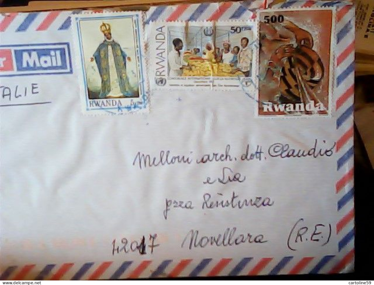 Rwanda Air Mail Cover Sent To ITALIA 1993 STAMP TIMBRE SELLO 500 50 5  JR5044 - Storia Postale