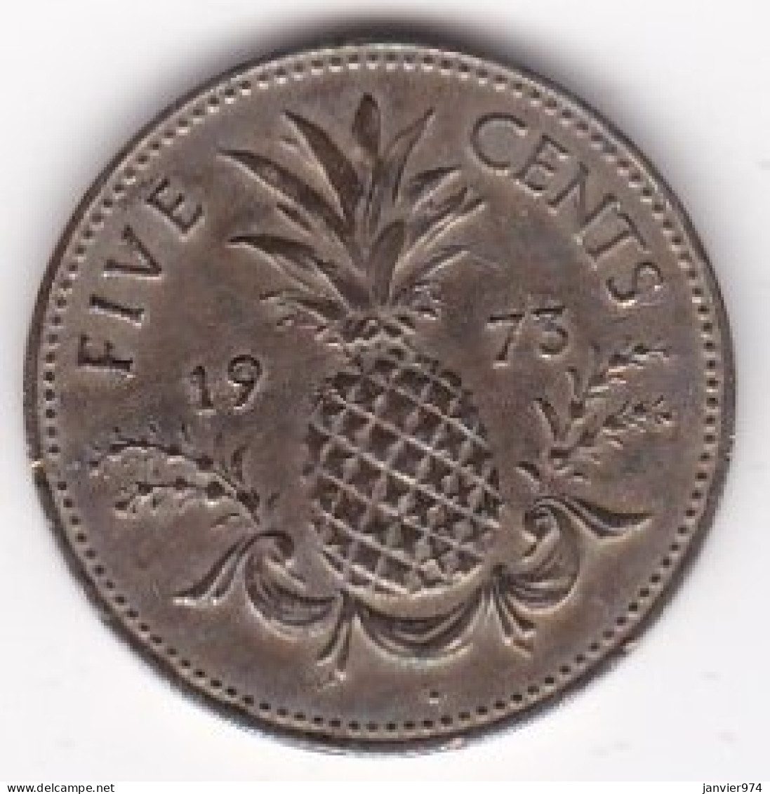 Bahamas . 5 Cents 1973 Elizabeth II , Ananas , En Cupronickel, KM# 17 - Bahama's