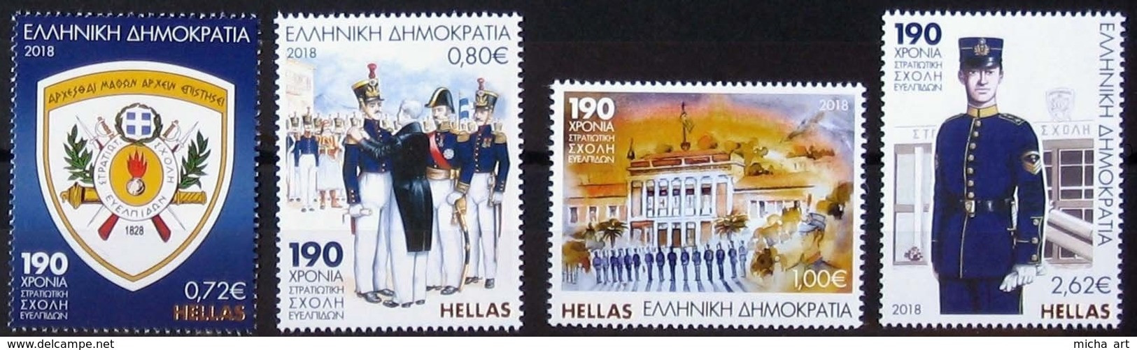 Greece 2018 190 Years Since The Establishment Of The Hellenic Army Academy Set MNH - Ungebraucht