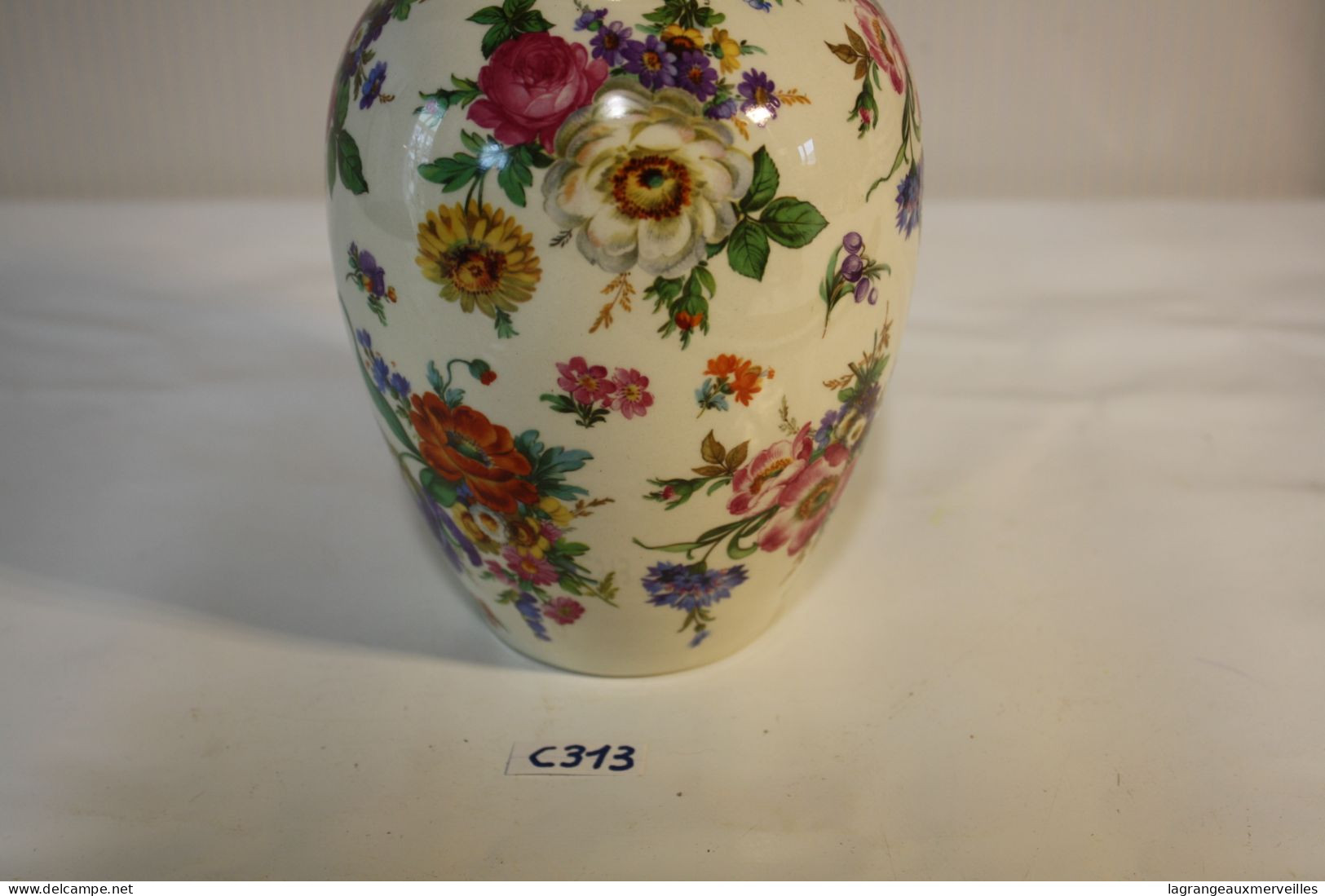 C313 Ancien Vase - Boch Keramis - Belgium - Décor Floral - Collection - Fretel Doré - Boch (BEL)