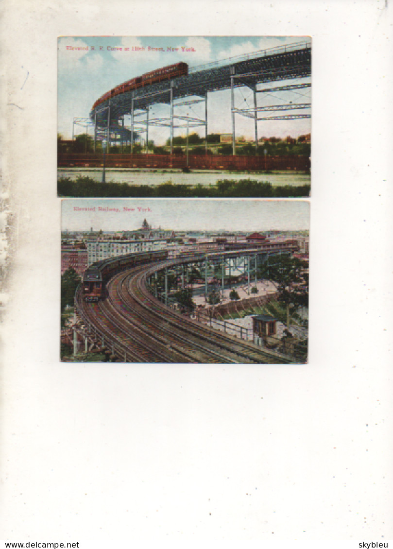 USA - 2 CPA - Elevated Railway - NEW YORK -  Scan Du Verso - - Metro