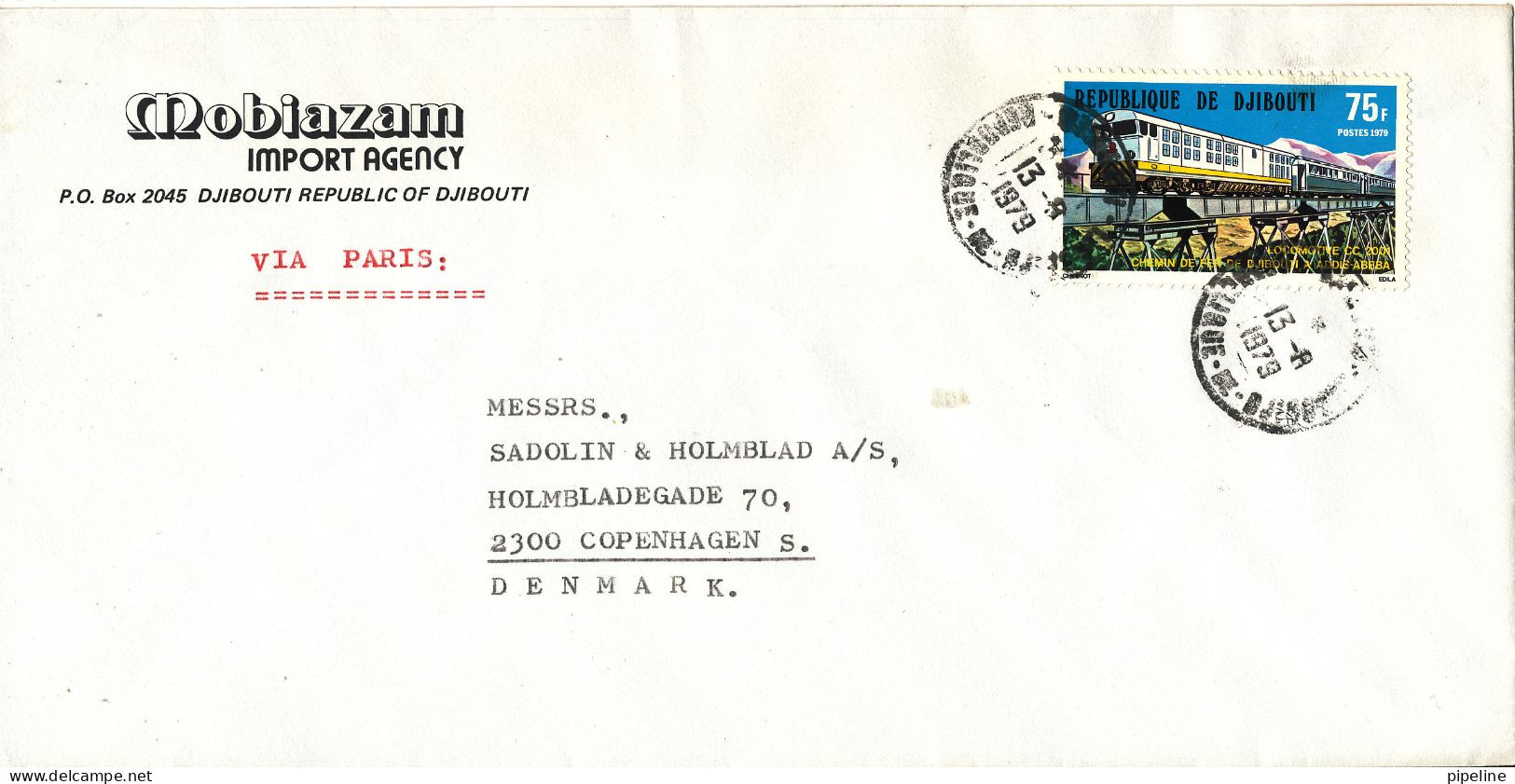 Djibouti Cover Sent To Denmark 13-8-1979 Single Franked - Djibouti (1977-...)