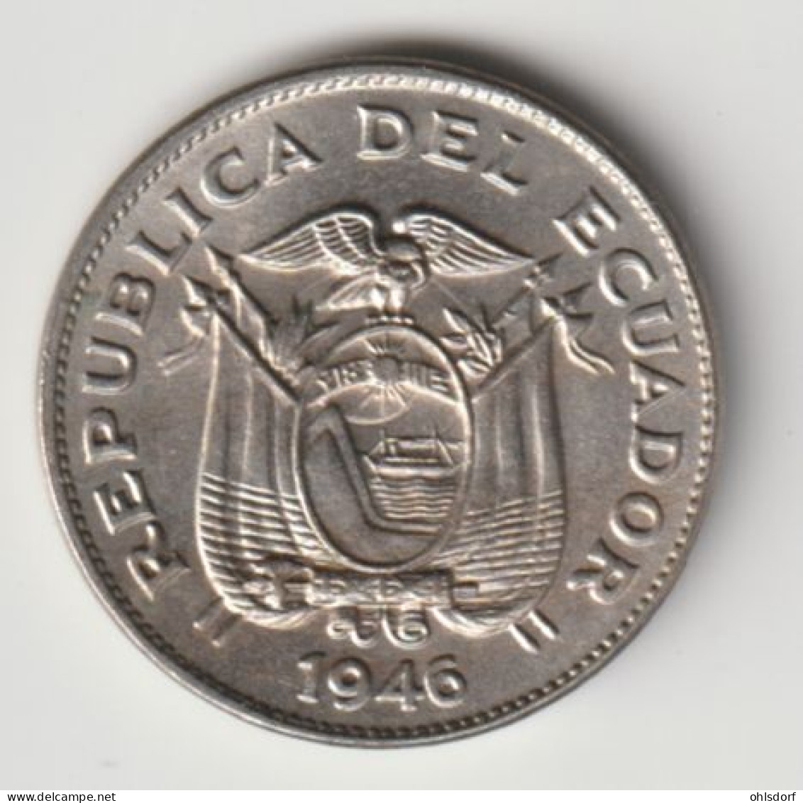 ECUADOR 1946: 5 Centavos, KM 75b - Ecuador