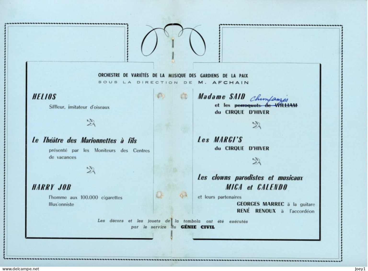 Programme Arbre De Noel Hotel De Ville De Paris 1960 - Programmes