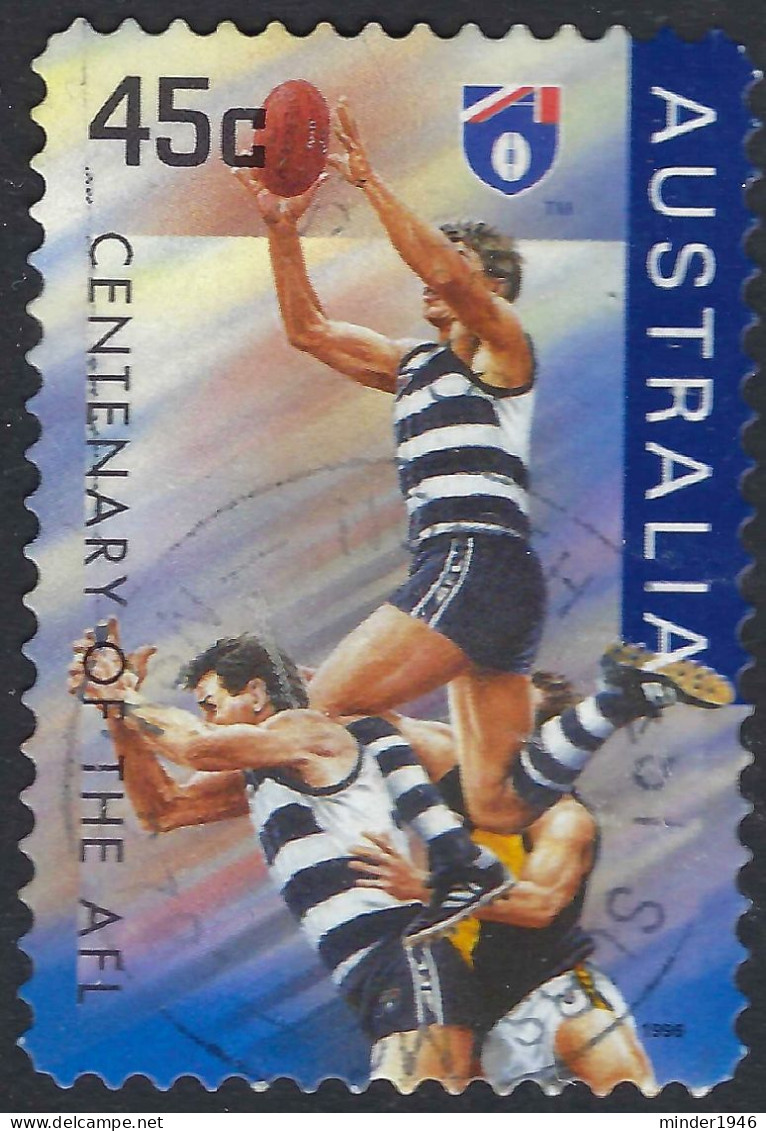 AUSTRALIA 1996 45c Multicoloured- 100th Ann Of AFL, Geelong Self Adhesive SG161620 FU - Gebraucht