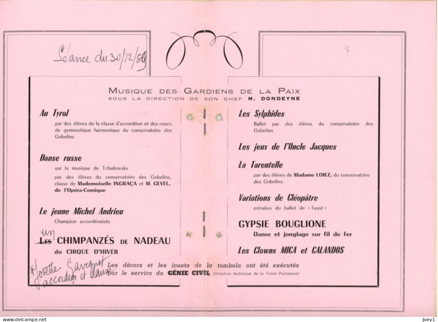 Programme Arbre De Noel Hotel De Ville De Paris 1959 - Programmes