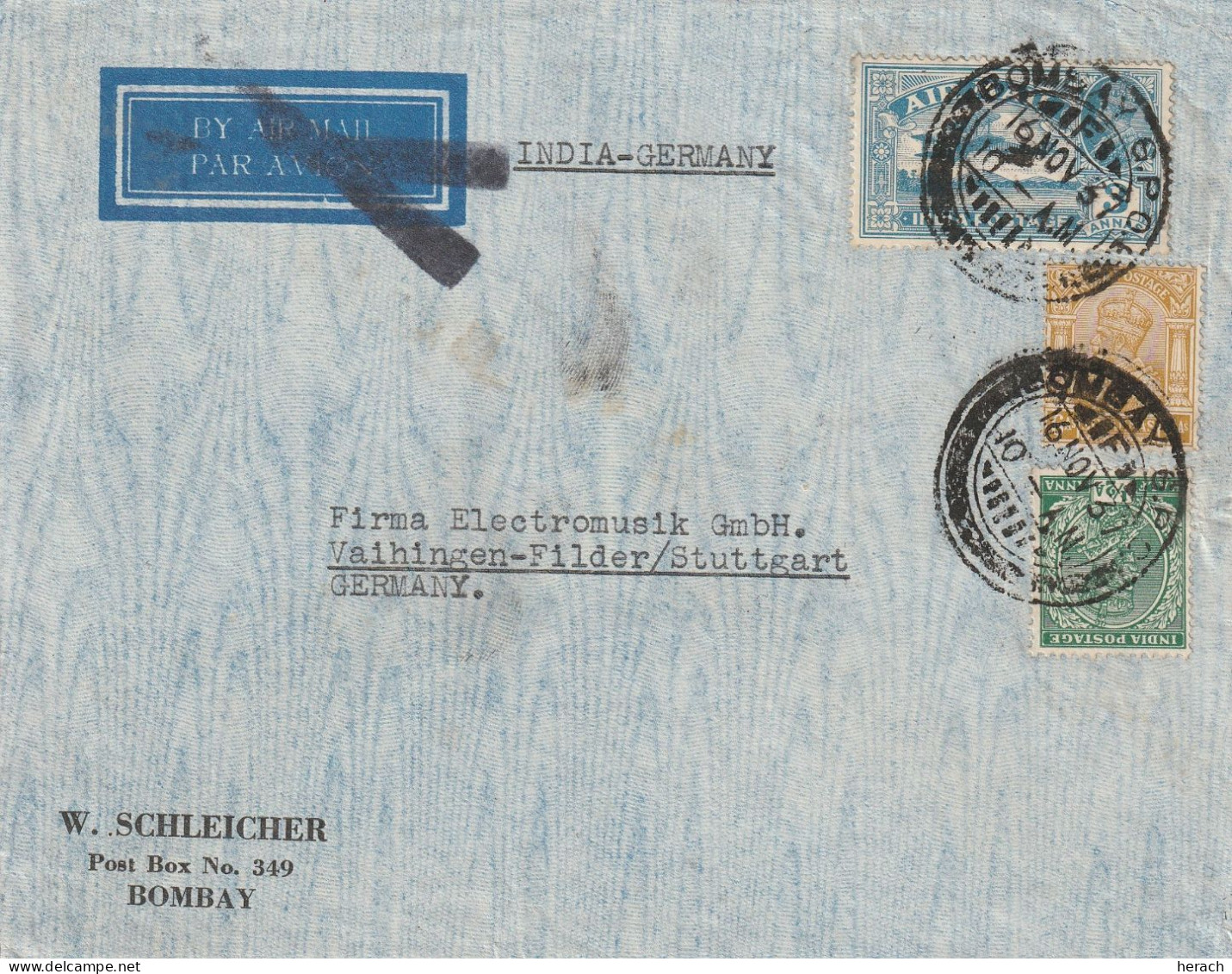 Inde Lettre Bombay Pour L'Allemagne 1937 - 1936-47  George VI