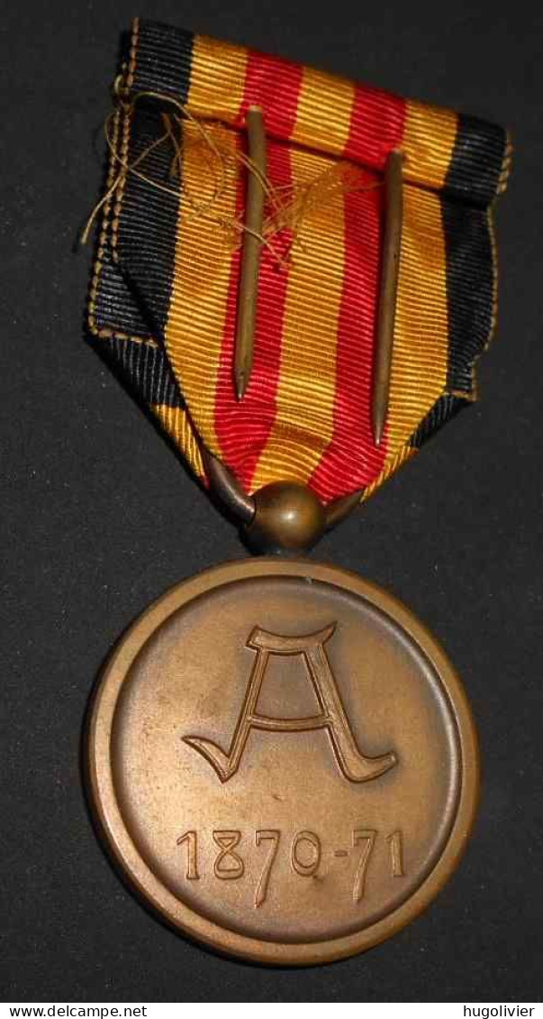 Ancienne Médaille Belgique 1870 71 Commémorative Du Service Combattant Guerre Franco Prussienne - Belgique
