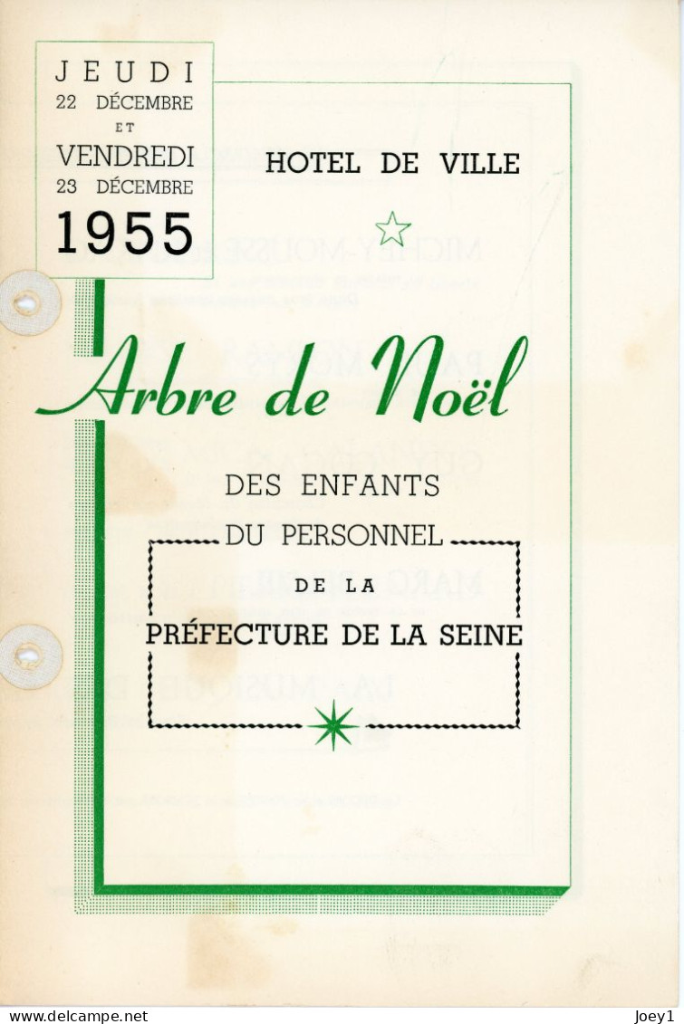 Programme Arbre De Noel Hotel De Ville De Paris 1955 - Programmes