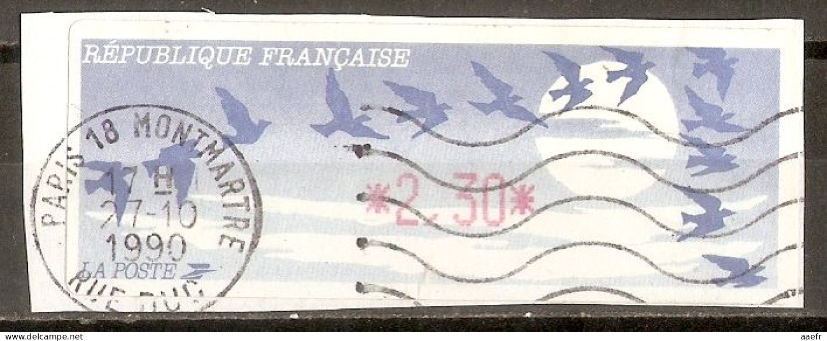 France - 1990 - Vignette ATM Type Oiseaux De Joubert Bleu Foncé - Paris Montmartre - 1990 Type « Oiseaux De Jubert »